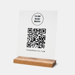 Business QR code and website    logo Acrylic Sign