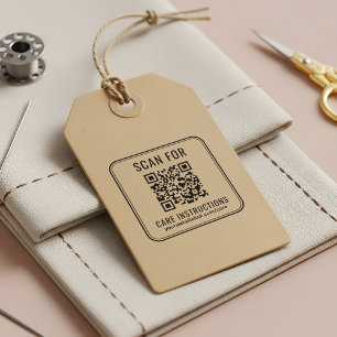 Business QR Code Care Instructions Website Minimal Self-inking Stamp