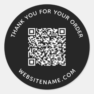 Business QR Code Customer Thank You Black Classic Round Sticker