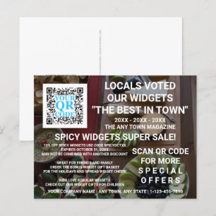 Business QR Code Dark Photo Custom Advertising Postcard