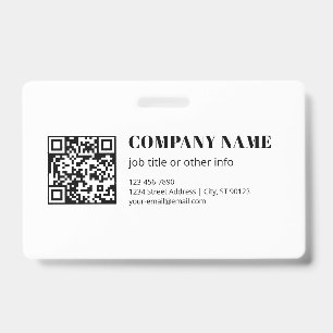 Business QR code & Editable Retro-Modern Text Badge