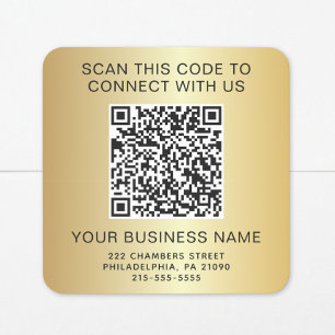 Business QR Code Gold Stickers Roll