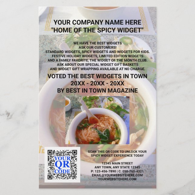 Business QR Code Light Photo Custom Marketing Flyer (Front)