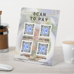 Business QR Code Light Photo Custom Scan To Pay Pedestal Sign