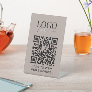 Business QR Code Logo Modern Simple Salon Spa Pedestal Sign