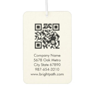 Business QR Code Logo Name Contact Black White  Air Freshener