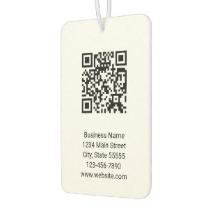 Business QR Code Name Contact Info Black and White Air Freshener