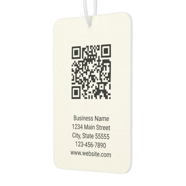 Business QR Code Name Contact Info Black and White Air Freshener (Left)