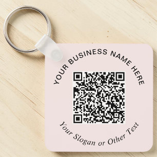 Business QR Code Pink Promotional Keychain