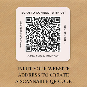 Business QR Code Pink Square Sticker