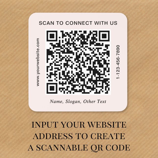 Business QR Code Pink Square Sticker (Creator Uploaded)