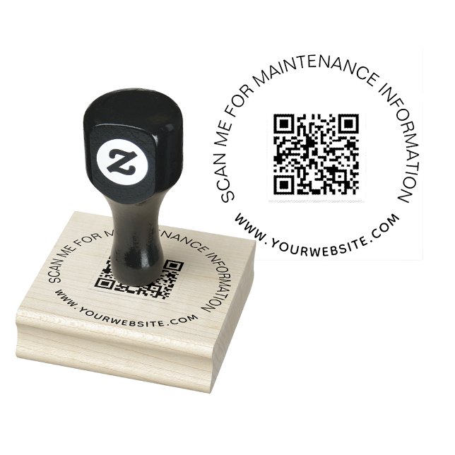Business qr code product maintenance information rubber stamp (Creator Uploaded)