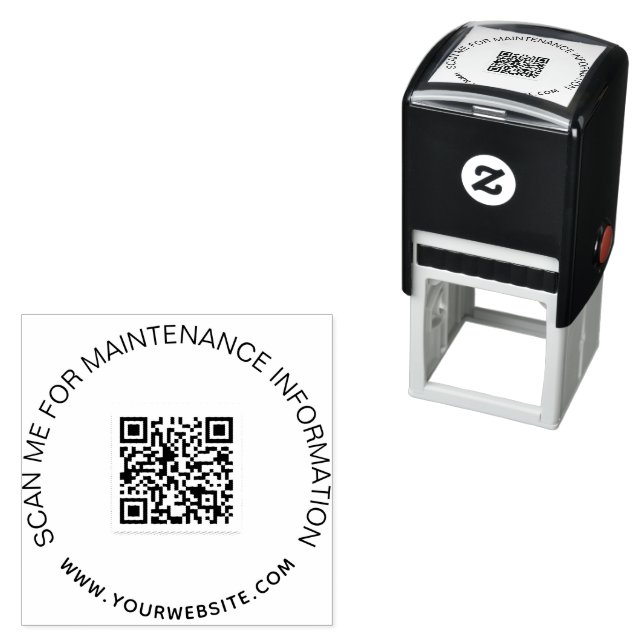 Business qr code product maintenance information self-inking stamp (In Situ)