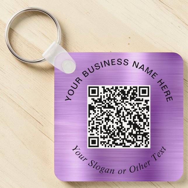 Business QR Code Promotional Purple Keychain (Business QR Code Promotional Purple Keychain)