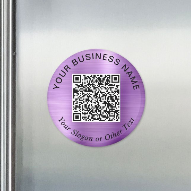 Business QR Code Purple Promotional Magnet (Business QR Code White Promotional Magnet)