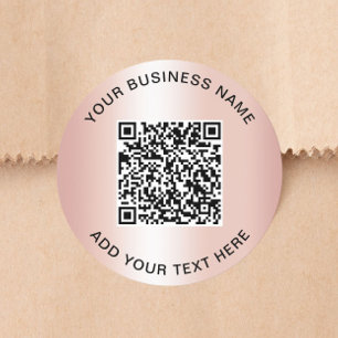 Business QR Code Rose Gold Classic Round Sticker