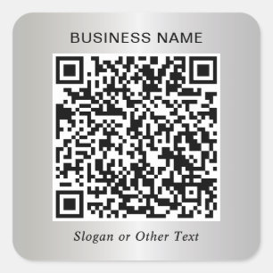 Business QR Code Silver Square Sticker