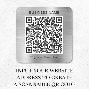 Business QR Code Silver Square Sticker