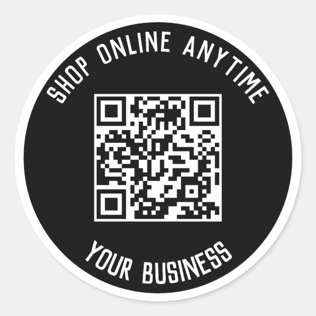 Business QR Code Stickers - Shop Anytime (Front)