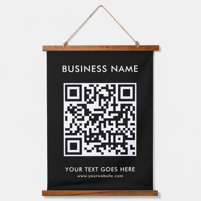 Business QR Code Text Add Logo Create Your Own Hanging Tapestry (Front)