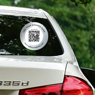 Business QR Code Website Silver Car Window Decal 