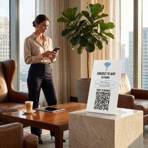 Business QR WiFi Access Scan Connect Guest Network Pedestal Sign