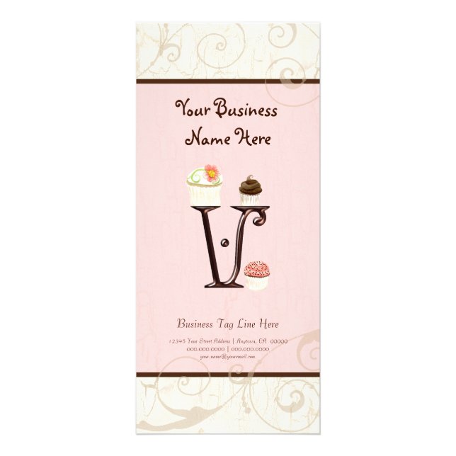 Business Rate Card - Letter V Monogram Dessert Bak (Front)