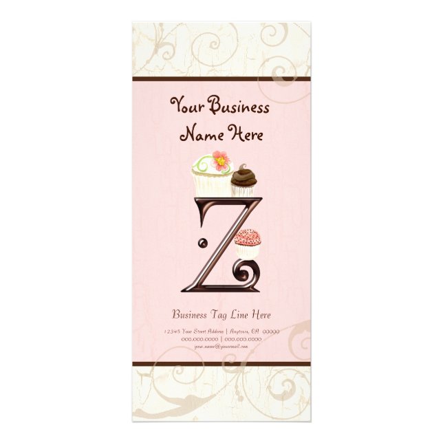 Business Rate Card - Letter Z Monogram Dessert Bak (Front)