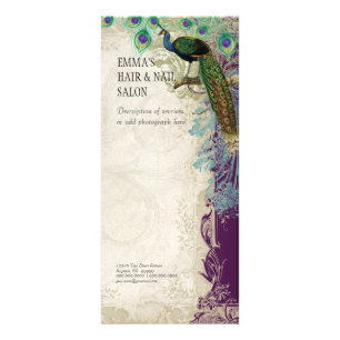 Business Rate Card Vintage Baroque Peacock Feather