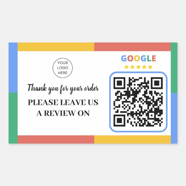 Business Rating With Google Reviews QR Code  Sticker (Front)