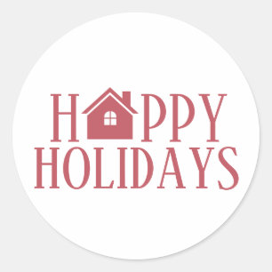 Business Real Estate Happy Holidays  Classic Round Sticker