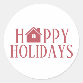 Business Real Estate Happy Holidays  Classic Round Sticker