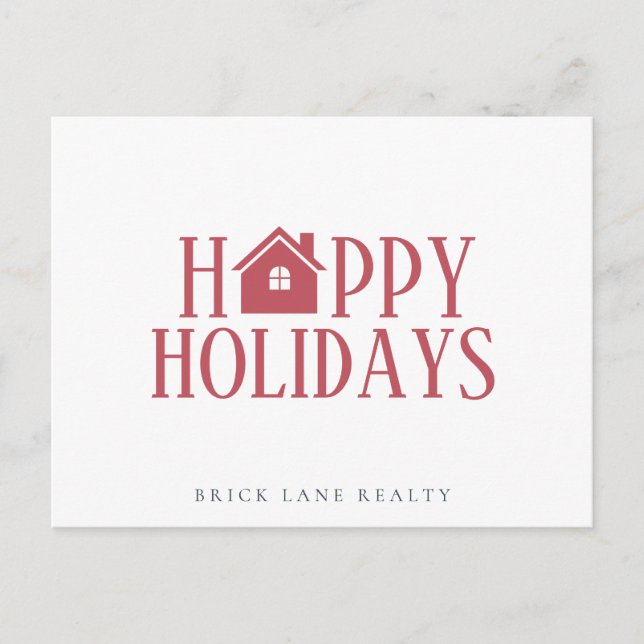 Business Real Estate Happy Holidays  Holiday Postcard (Front)