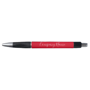 Business Red and White Script Company Name Phone Pen