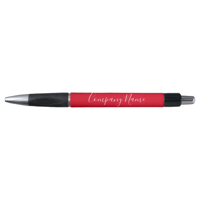 Business Red and White Script Company Name Phone Pen (Front)