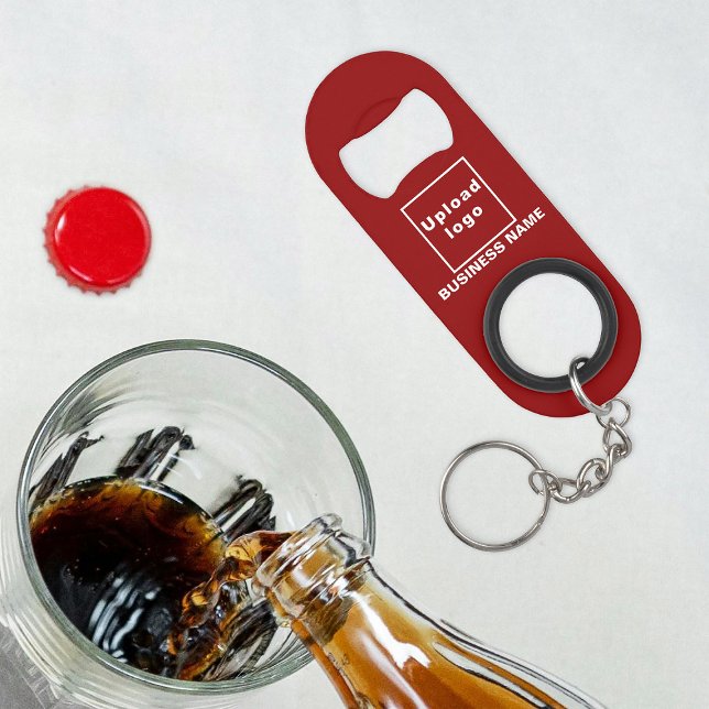 Business Red Keychain and Bottle Opener Keychain Bottle Opener (Your business name and logo on red bottle opener with keychain.)