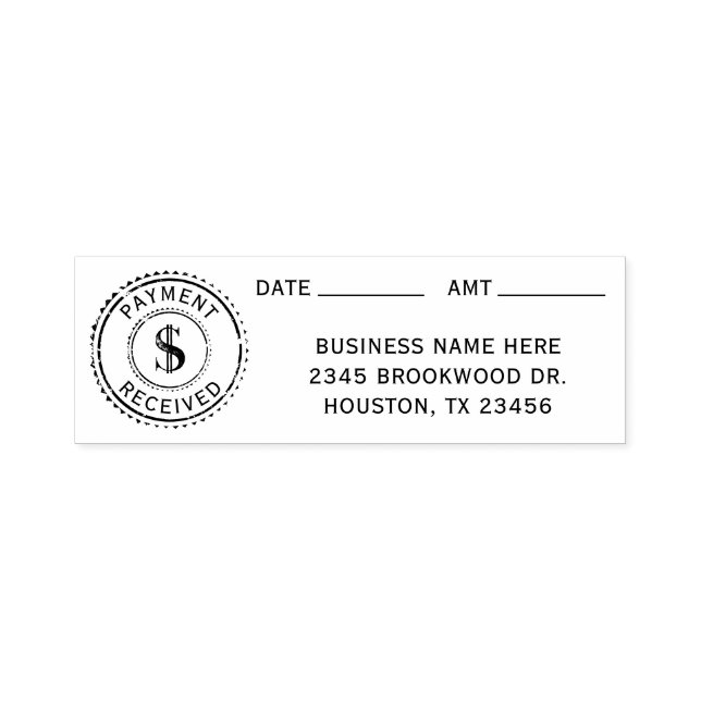 Business Rental Office Payment Received Receipt Self-inking Stamp (Design)