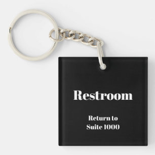 Business Restroom Return To Suite Black White Keychain