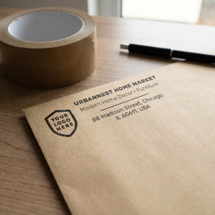 Business Return Address Professional Logo Modern Self-inking Stamp