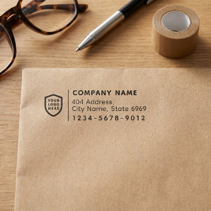 Business Return Address Professional Logo Modern Self-inking Stamp