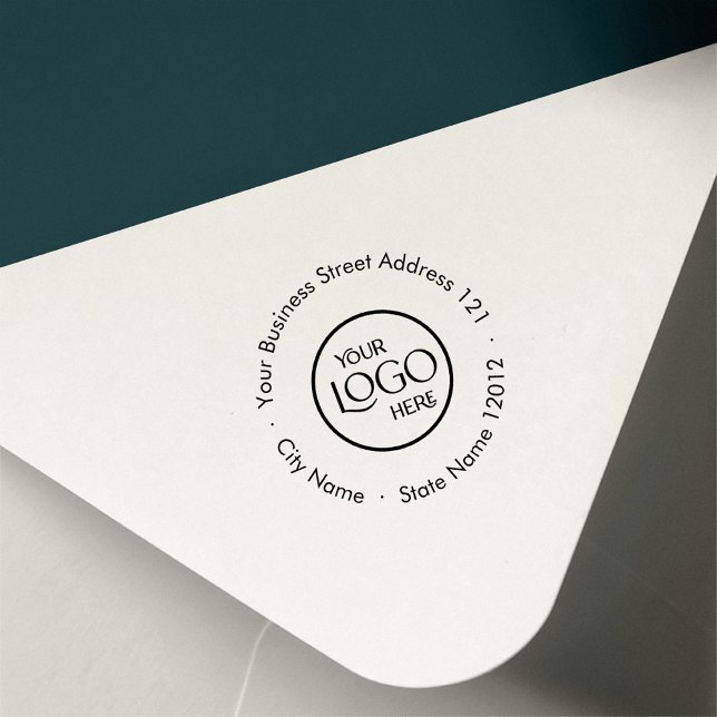 Business Return Address Professional Logo Round Self-inking Stamp (Creator Uploaded)