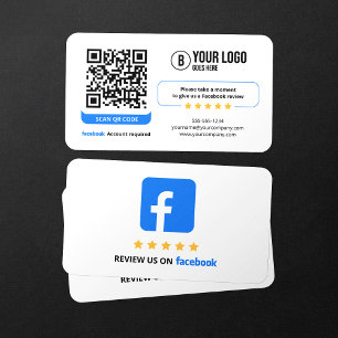 Business Review Link Facebook Reviews QR Code Card
