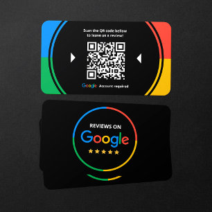 Business Review Link Google 5 Star Reviews QR Code Card
