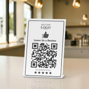 Business Review Qr Code Modern Minimalist White Pedestal Sign