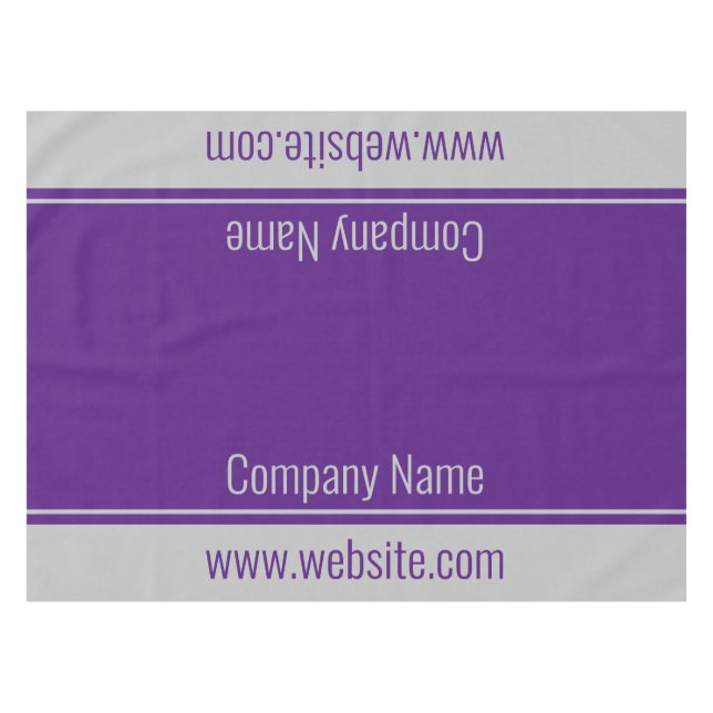 Business Royal Purple and Grey Text Template Tablecloth (Front (Horizontal))