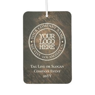 Business Rustic Wood White Medallion Add Logo Air Freshener