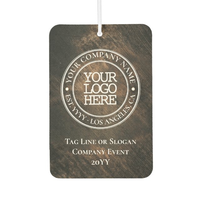 Business Rustic Wood White Medallion Add Logo Air Freshener (Front)