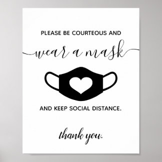 Business Safety Wear a Face Mask Modern Script Poster