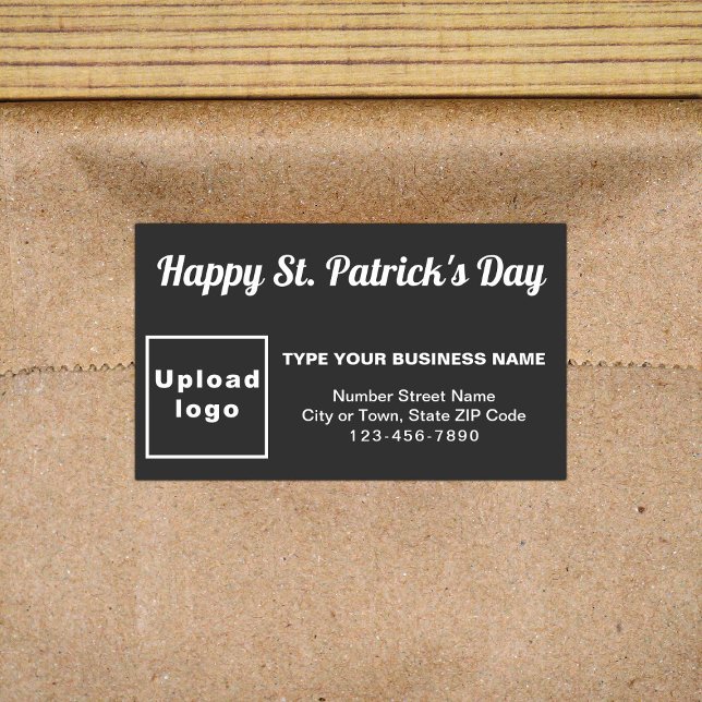 Business Saint Patrick Black Rectangle Sticker (Business brand with Saint Patrick greeting on black rectangle sticker)