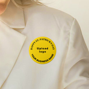 Business Saint Patrick Greeting on Yellow Round 3 Inch Round Button